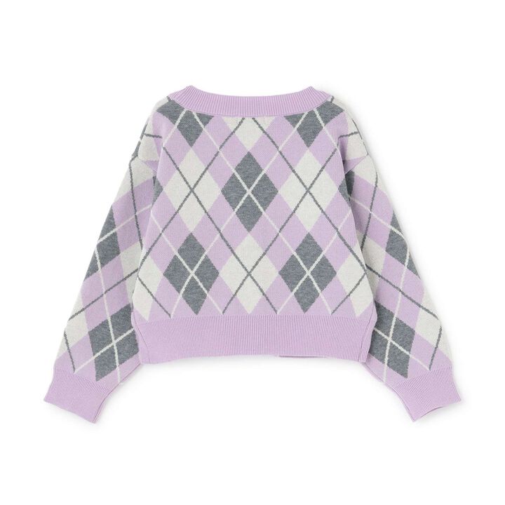 [Machine Washable] Argyle Cardigan with Inner Top,Lavender, medium image number 1