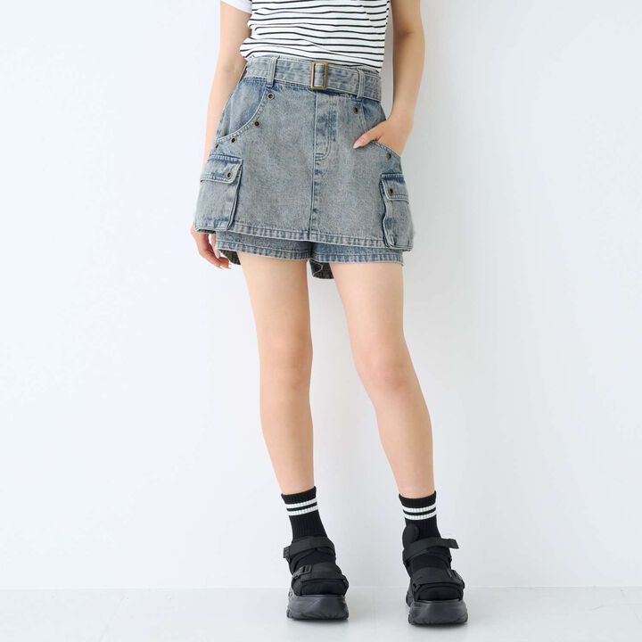 [LTXC] Eyelet A-Line Cargo Skirt,Gray, medium image number 4