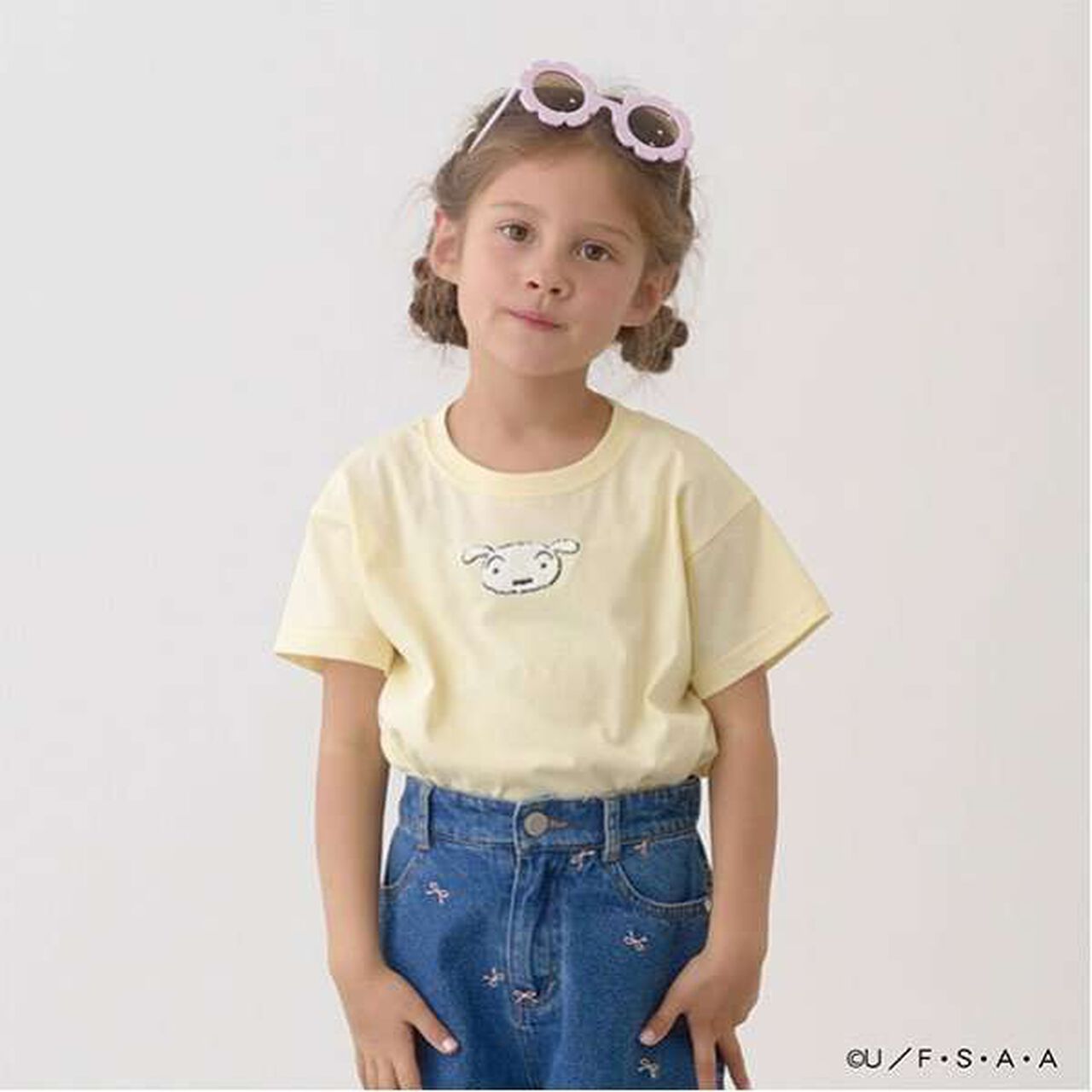 Crayon Shin-chan Soft Cotton Shiro Sagara Embroidery T-Shirt,Cream, large image number 0