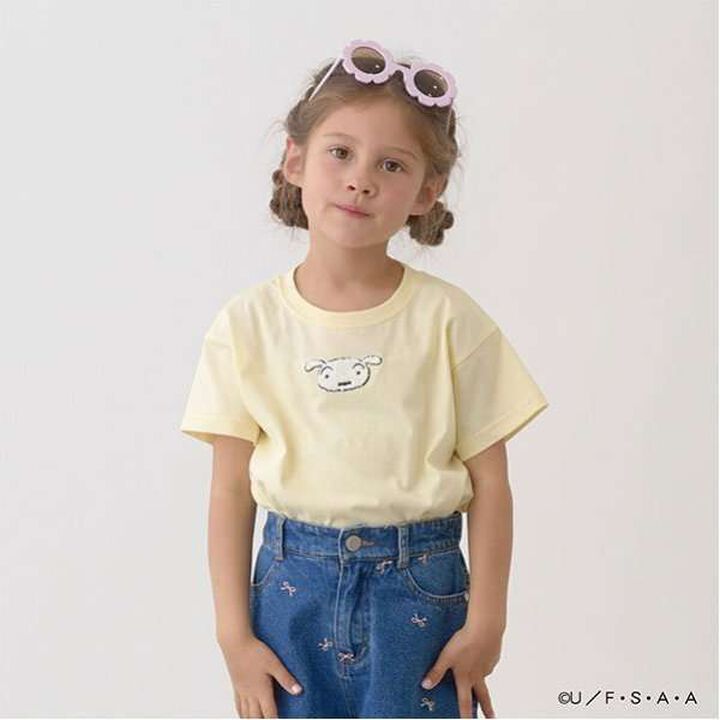 Crayon Shin-chan Soft Cotton Shiro Sagara Embroidery T-Shirt,Cream, medium image number 0