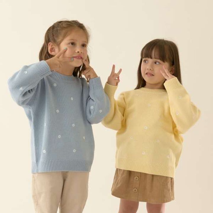 Heart & Flower Embroidered Sweater Set,Cream, medium image number 11