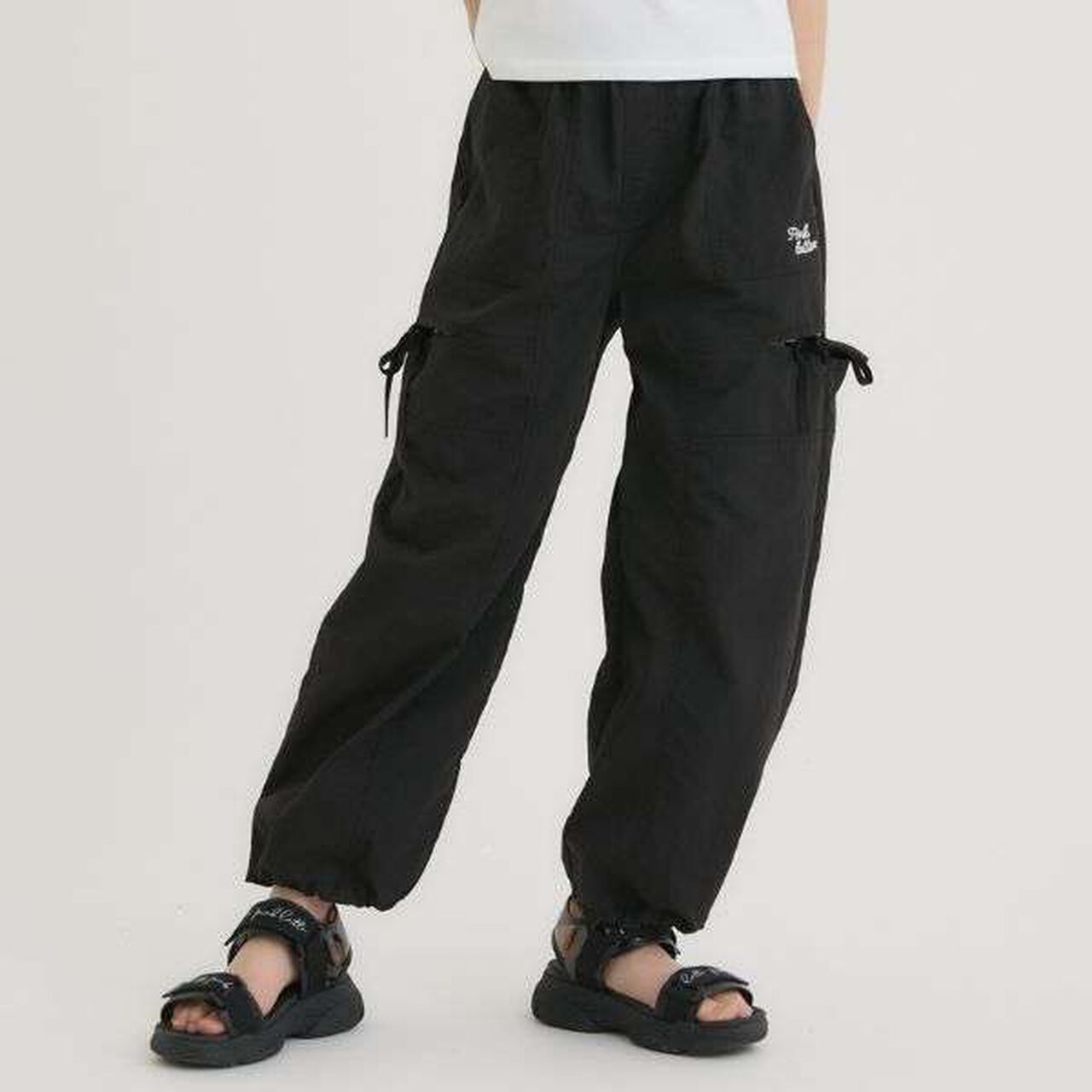 Slit Ribbon Shaka Pants,Black, large image number 16