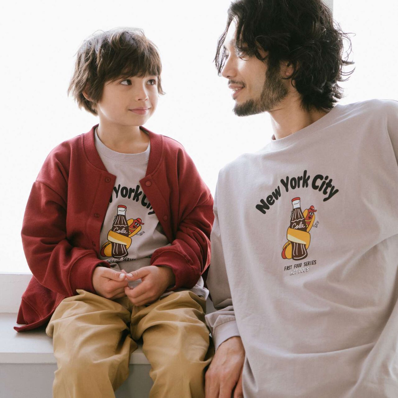 [Parent-Child Matching] [DAD] OFUZAKE Street Long Sleeve T-Shirt,Light gray, large image number 1