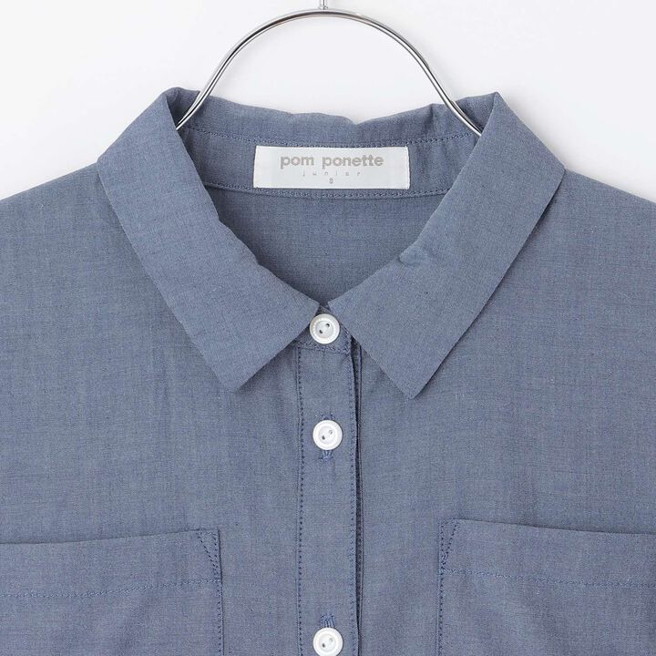[130cm] Side Ribbon Shirt Dress,Navy, medium image number 2
