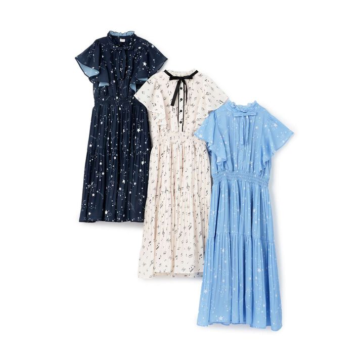 Assorted Fabric Pleated One-Piece Dress♪,Light blue, medium image number 8