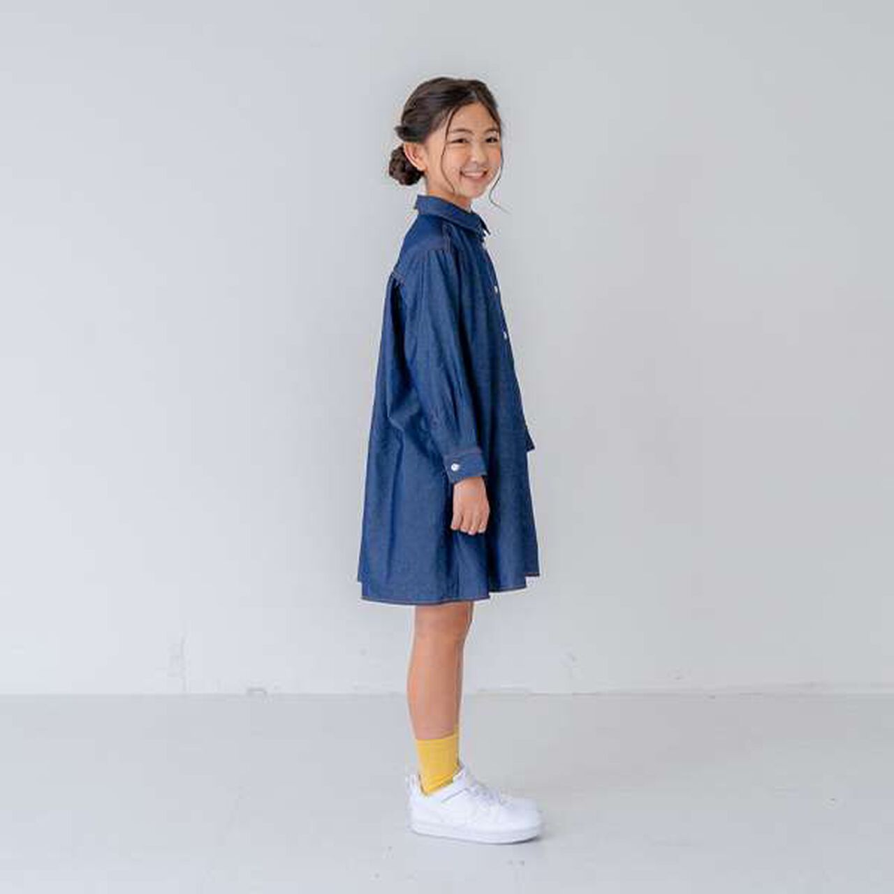 Denim Flare Shirt Dress,Light blue, large image number 11