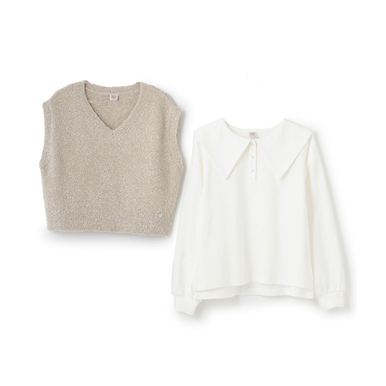Shaggy Vest & Sailor Long-Sleeve T-Shirt Set,Sax blue, large image number 3