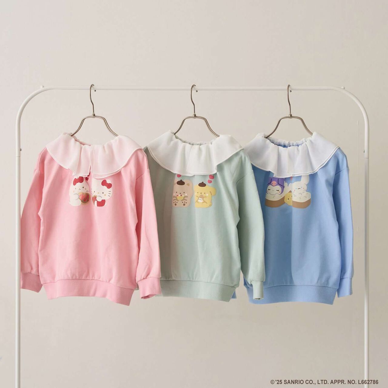 [Studio Hanul x Sanrio Characters] Assorted Collared Sweatshirt,Sax blue, large image number 1