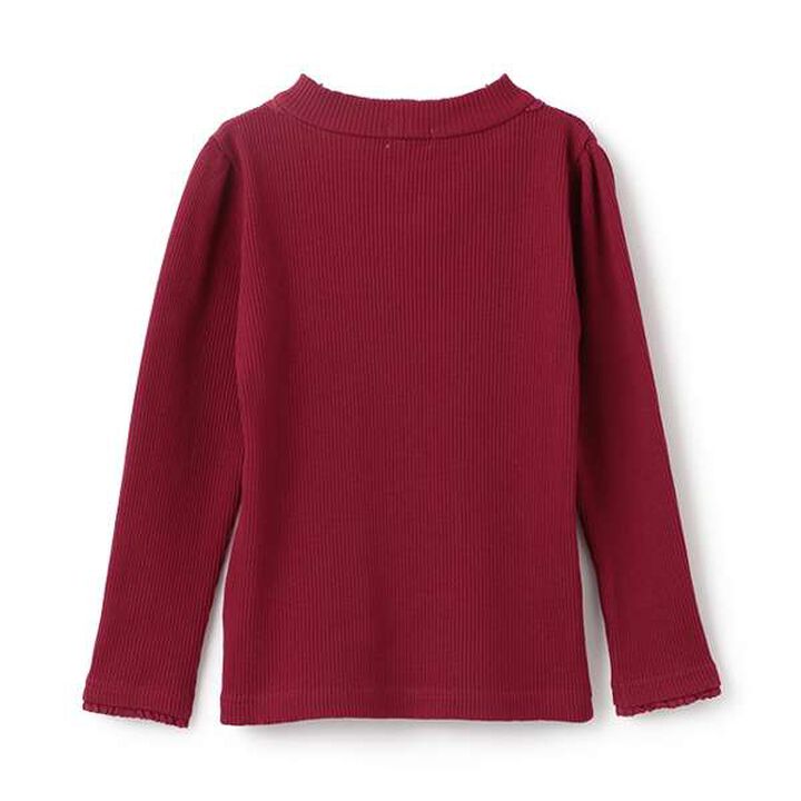 Necklace & Embroidered Ribbed Long-Sleeve T-Shirt,Off white, medium image number 1