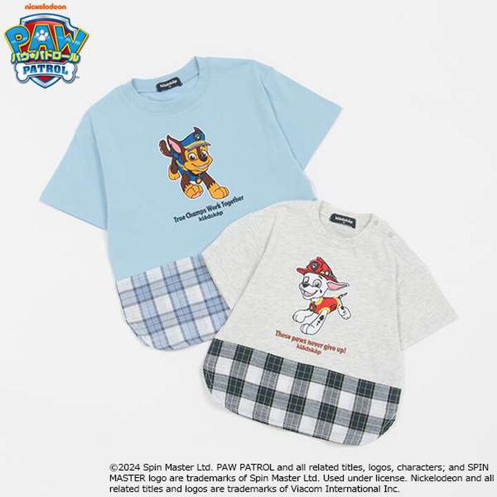 [Paw Patrol] Check Hem Short Sleeve T-Shirt,Smoke white, medium image number 3