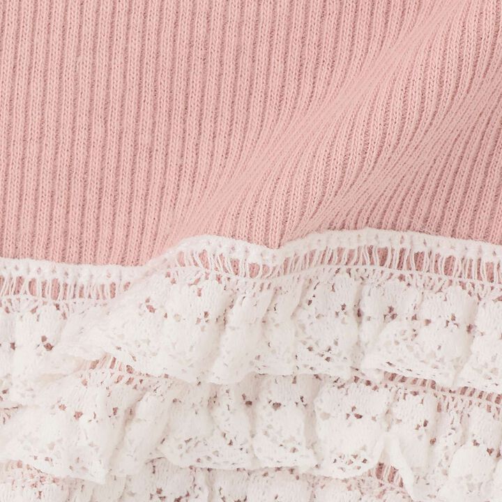 Organic Lace Frill Long-Sleeve T-Shirt,Navy, medium image number 9