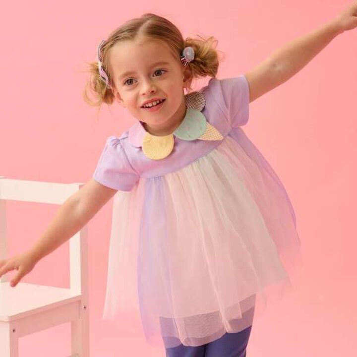 Ice Collar Tulle Tunic,Lavender, medium image number 0