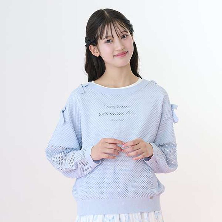 Lurex Mesh Knit & Short Sleeve T-Shirt Set,Light pink, medium image number 25