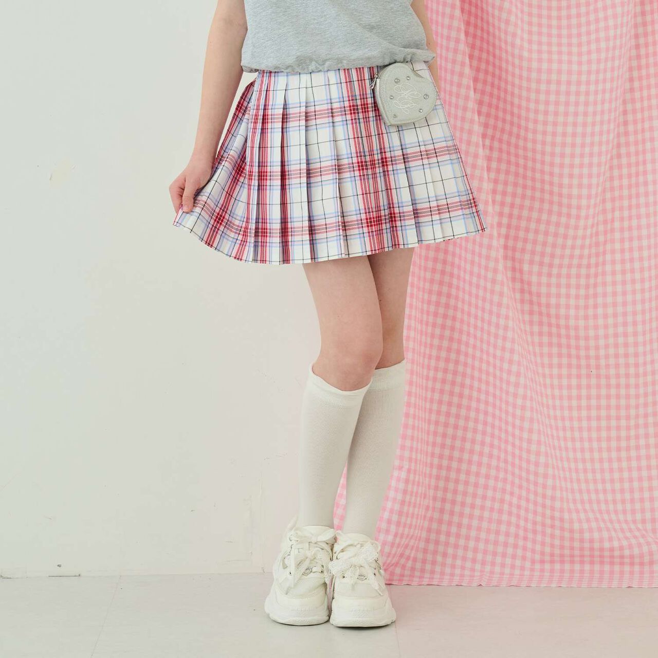 Lame Pleated Skirt with Belt,Sax blue, large image number 28