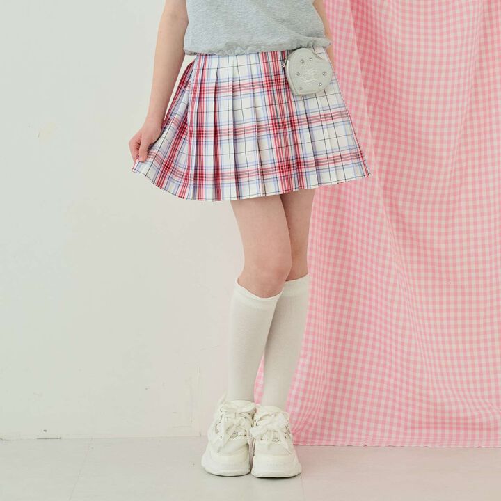 Lame Pleated Skirt with Belt,Sax blue, medium image number 28