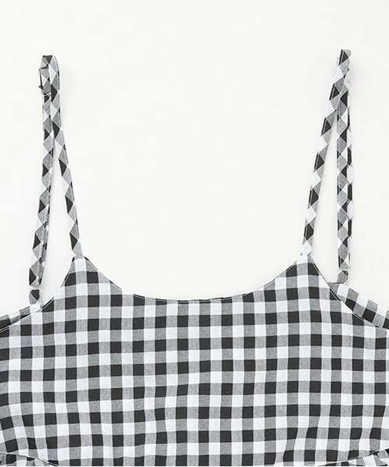 Gingham Check Camisole One-Piece Dress [Korean Fashion],Black, large image number 8