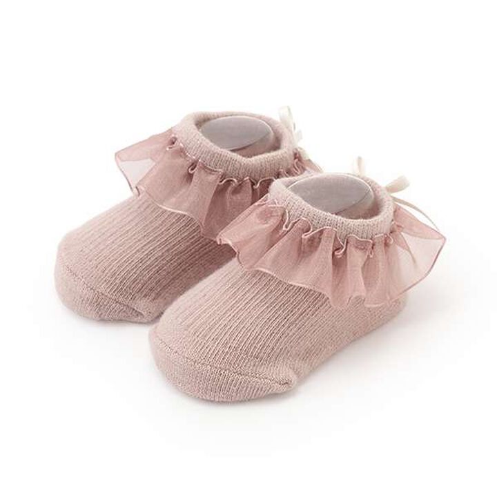 Organza Frill Cup Socks,Light pink, medium image number 0