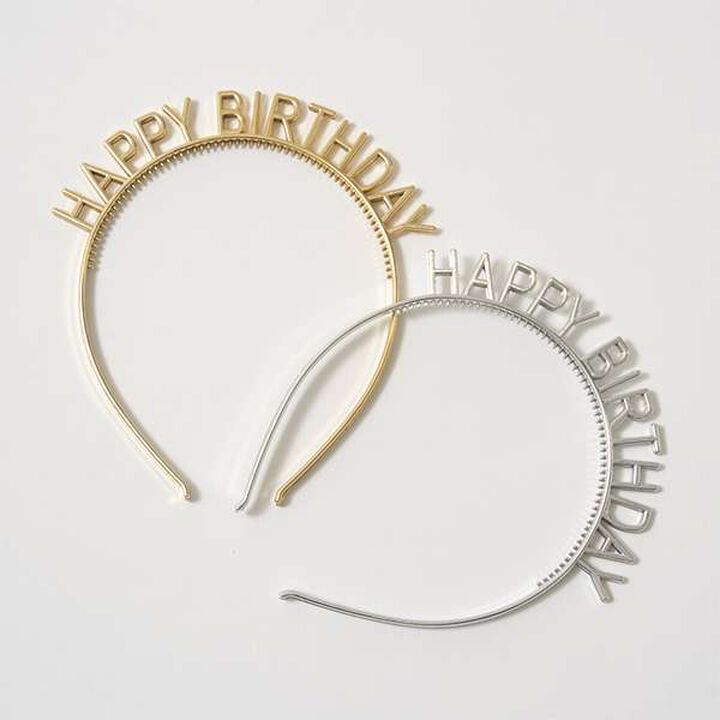 Happy Birthday Headband,Silver, medium image number 1