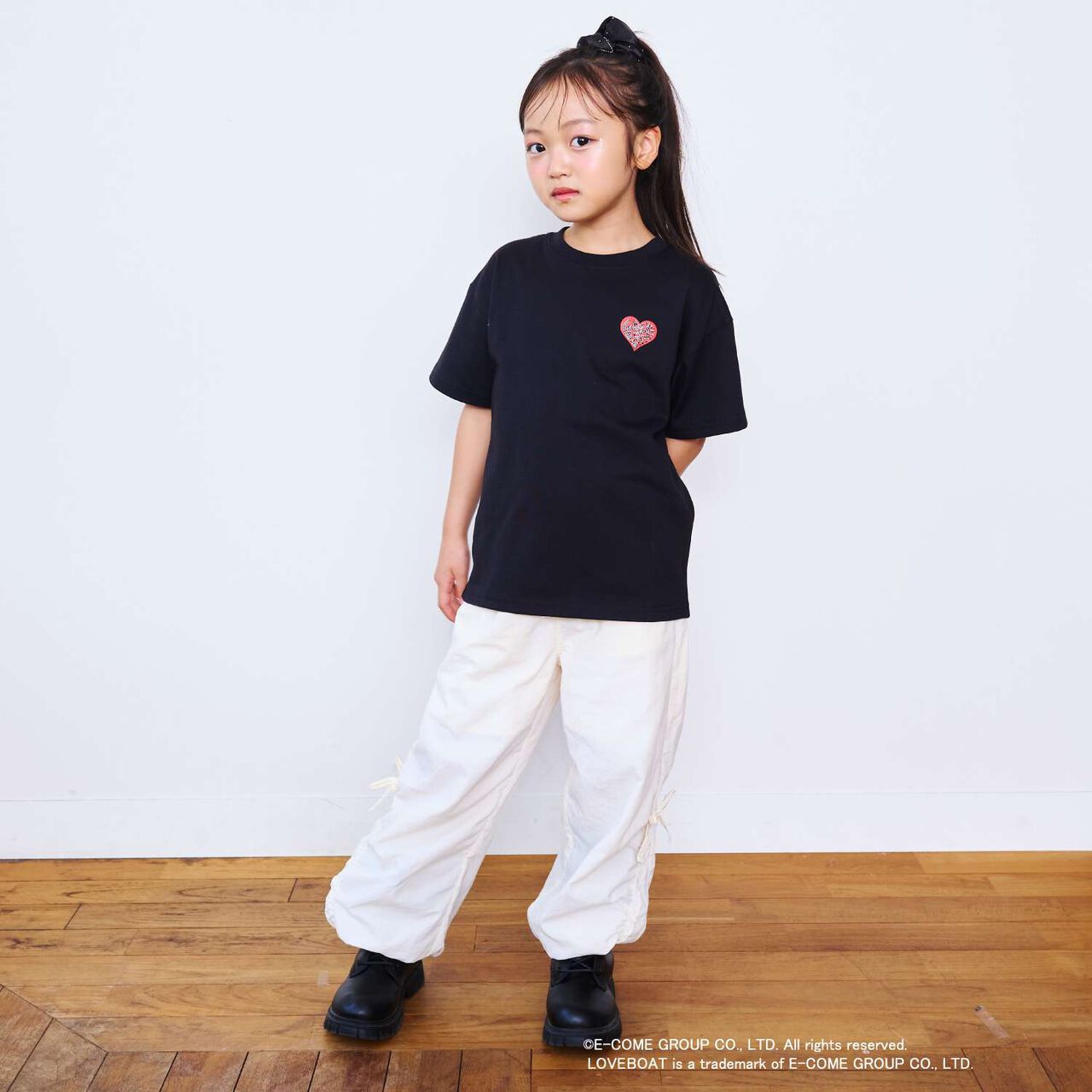 [Parent-Child Matching] LOVEBOAT Loose T-Shirt,Black, large image number 6