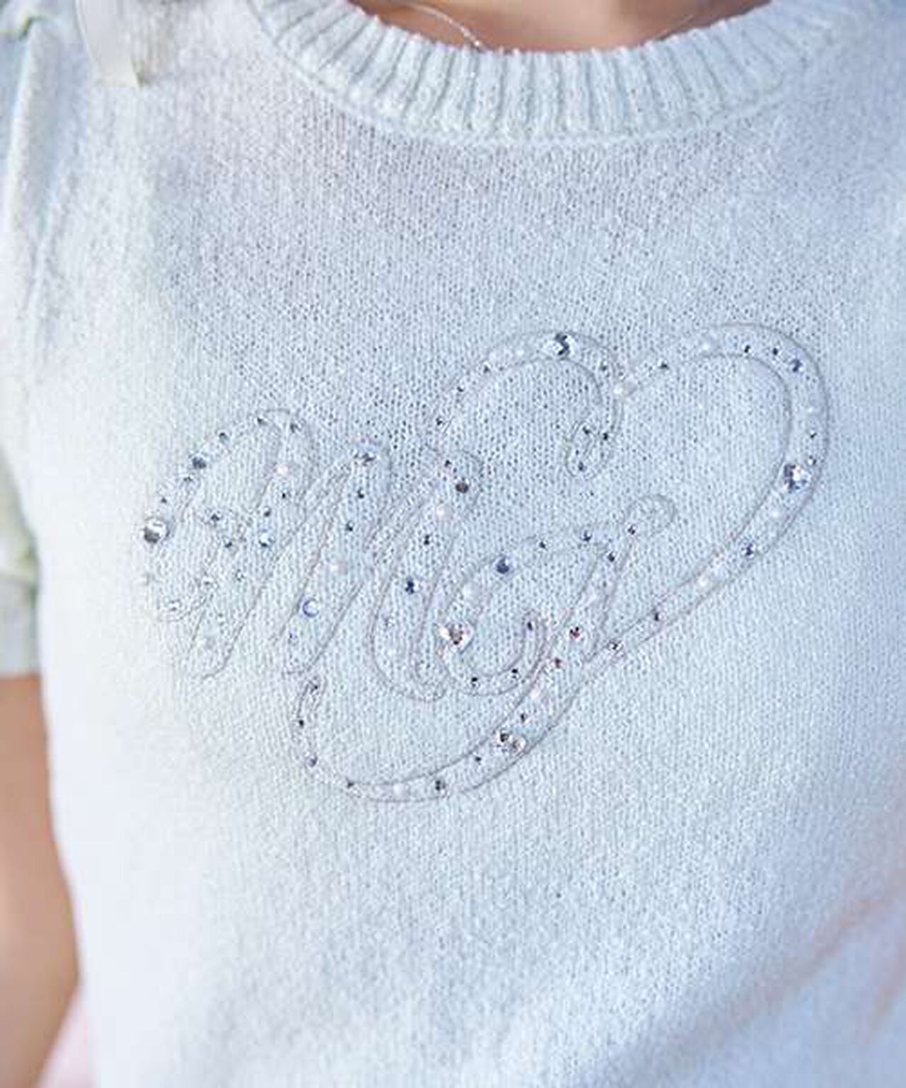 Jewel Logo Short-Sleeve Knitwear,Ivory, large image number 5
