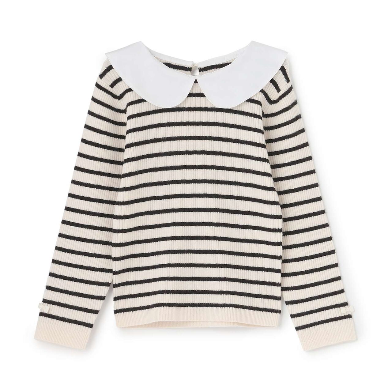 [Machine Washable] Ribbed Knit with Collar,Striped, large image number 15