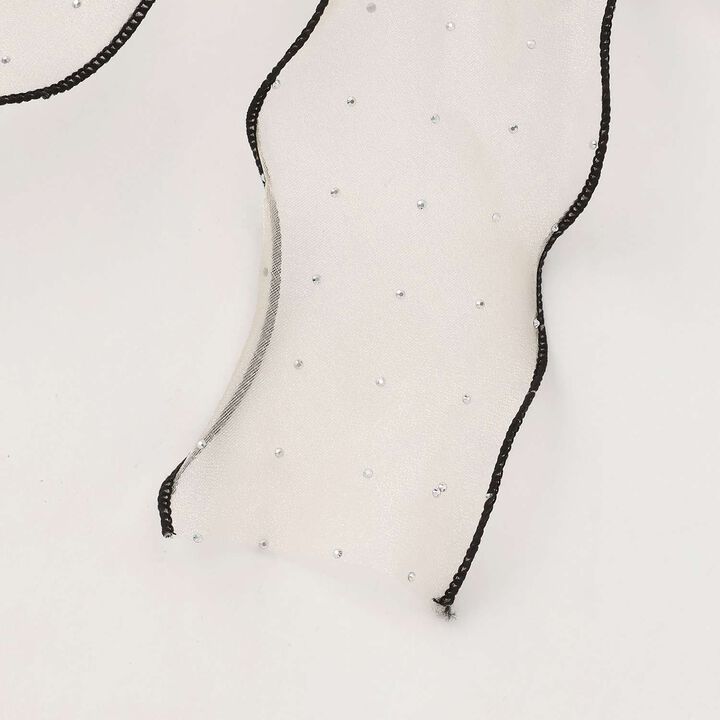 Sparkling Ribbon Hair Tie,Ivory, medium image number 2