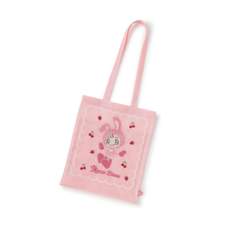 Berrie-chan Embroidered Mesh Tote,Pink, medium image number 1