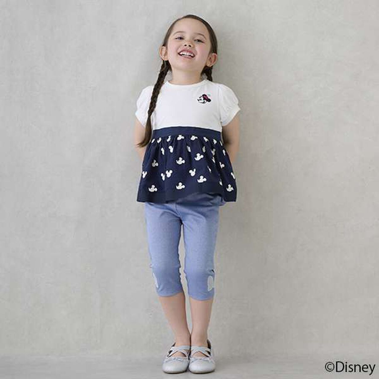 [Disney] Side Ribbon 7/8 Length Leggings,Sax blue, large image number 1