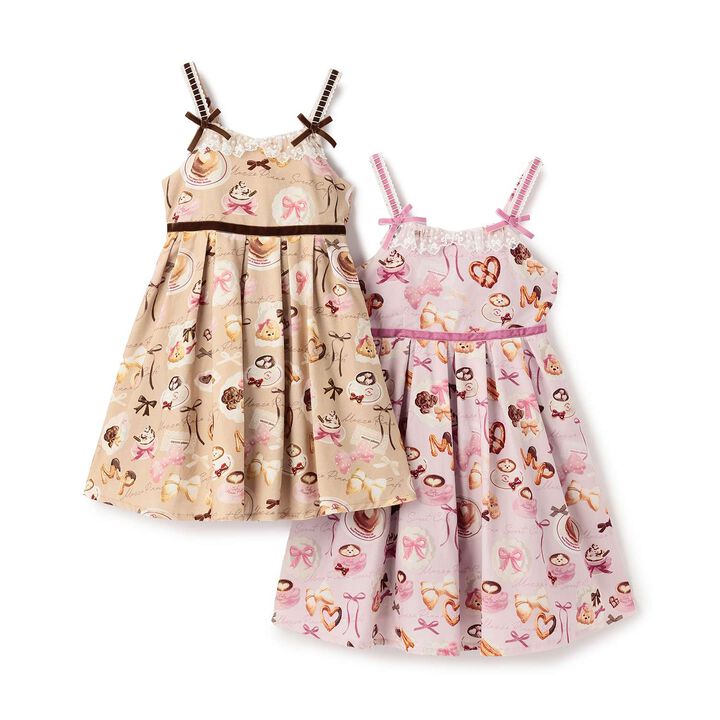 Café Pattern Camisole Dress,Pink, medium image number 9