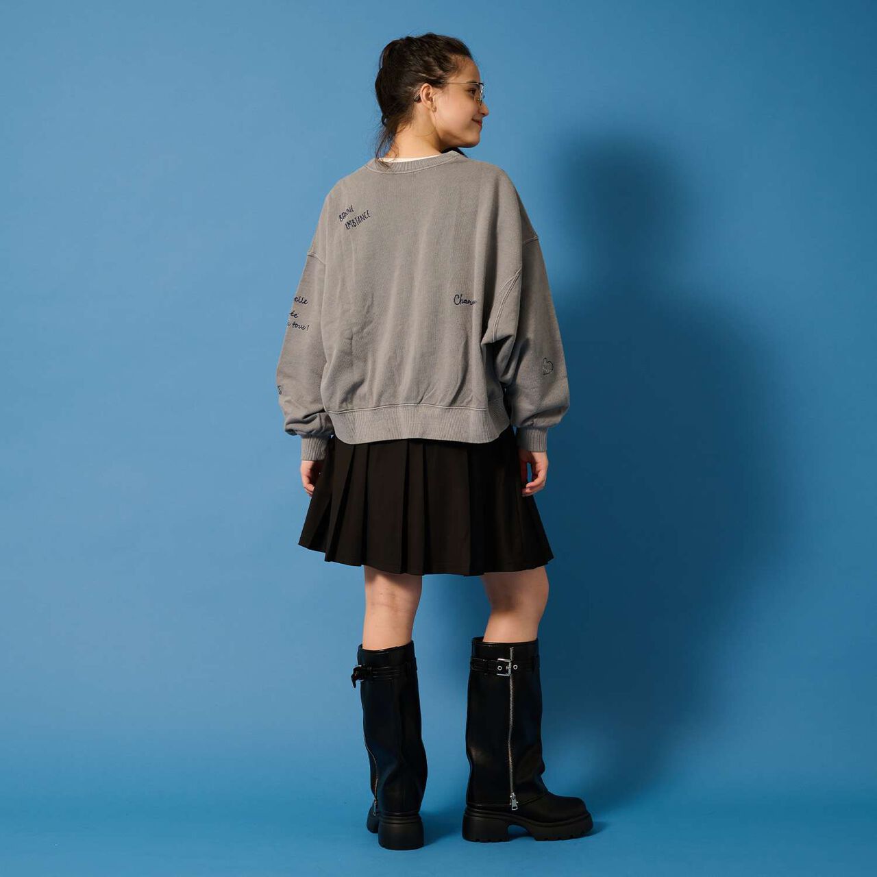 [AMI] Random Pleated Skirt-Pants,Black, large image number 18