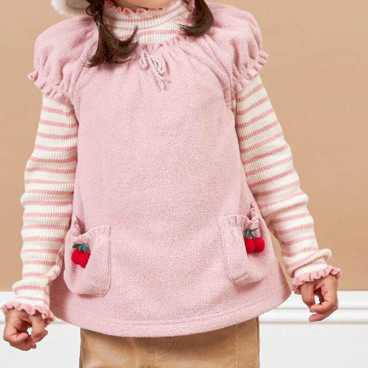 KP Cherry Motif Boucle Vest [80-120],Off white, medium image number 6