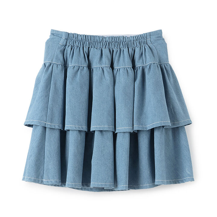 Drawstring Tiered Skirt with Shorts,Light blue, medium image number 9