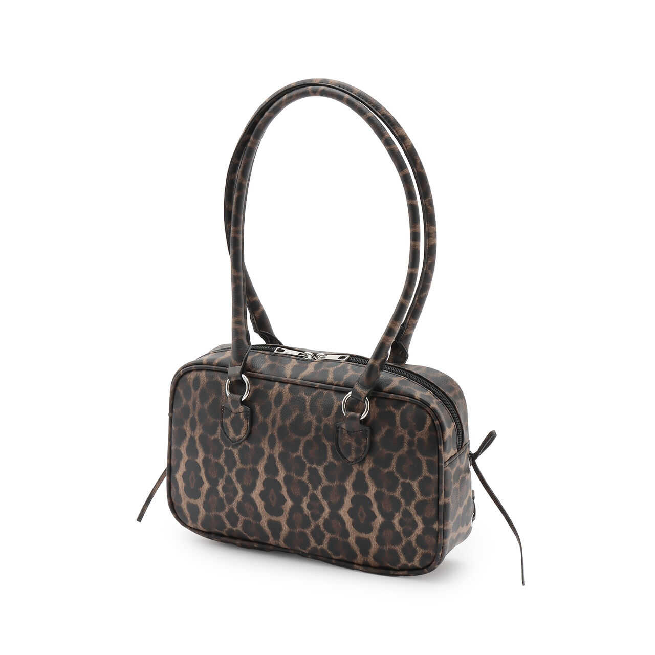 Lace-Up Long Handle Boston Bag,Beige, large image number 1