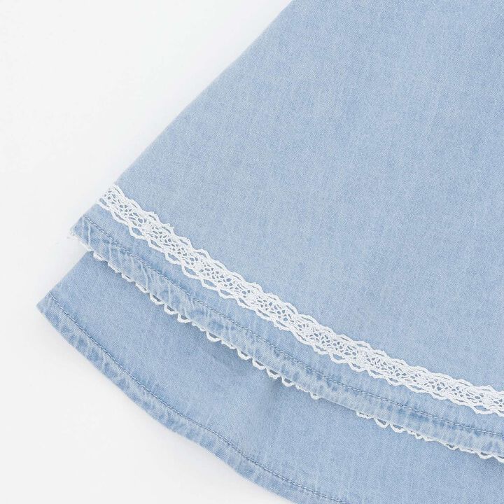 Assorted Material Irregular Hem Skirt with Shorts,Light blue, medium image number 6