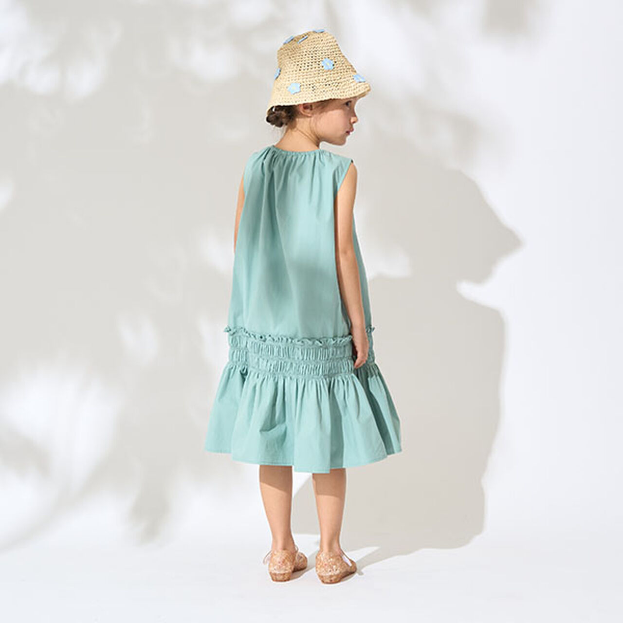 Shirred Tiered One-Piece Dress,Off white, large image number 13