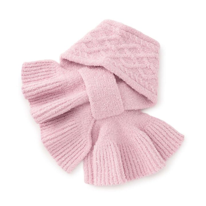 Marshmallow Knit Scarf with Boa Rabbit Mascot,Off white, medium image number 1