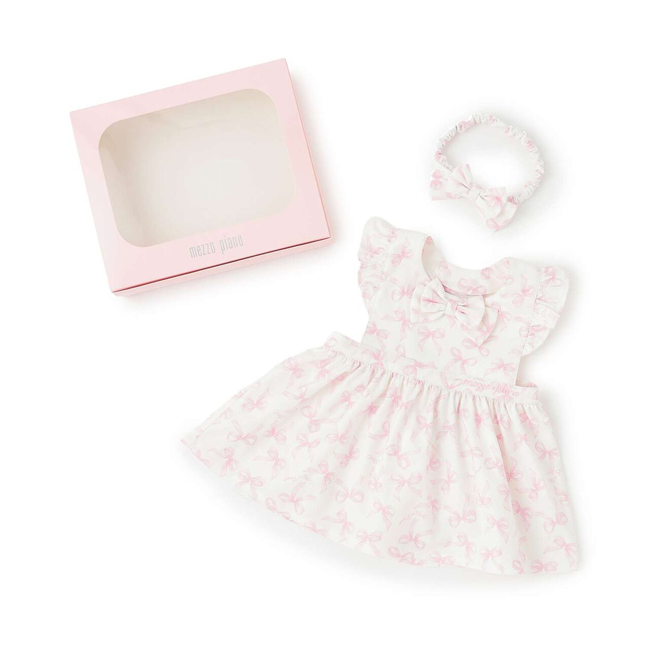 Ribbon Pattern Apron & Headband Set [Box Included],Pink, large image number 10