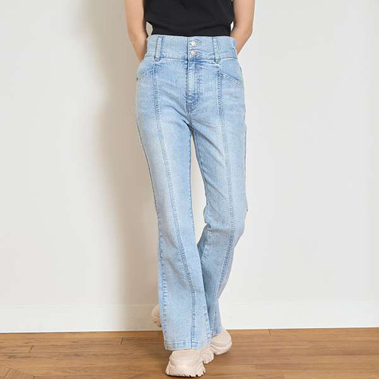 [Cool Touch] Style-Up Flare Denim,Blue, large image number 3