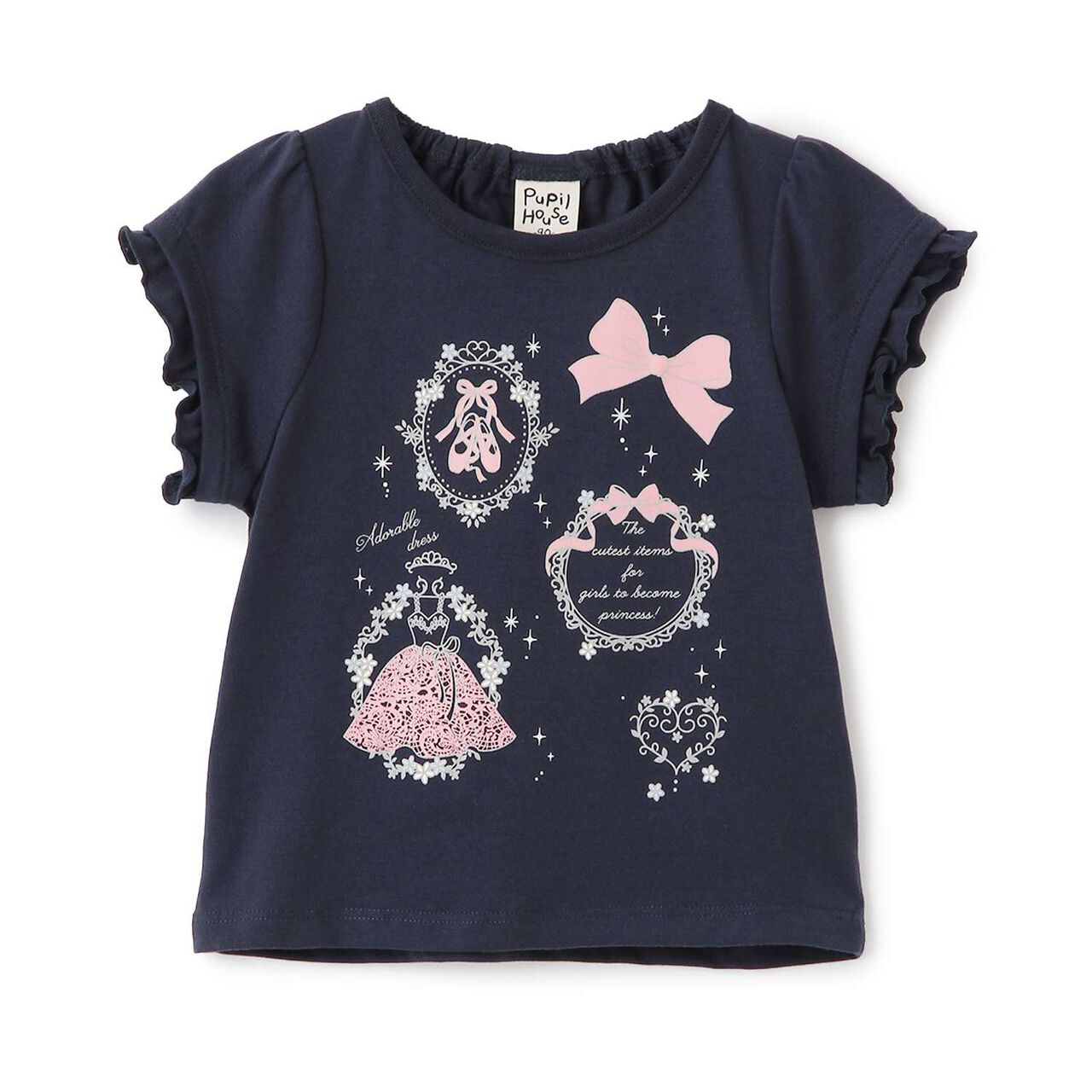 Ballet Motif Sleeve Frill T-Shirt,Light pink, large image number 9