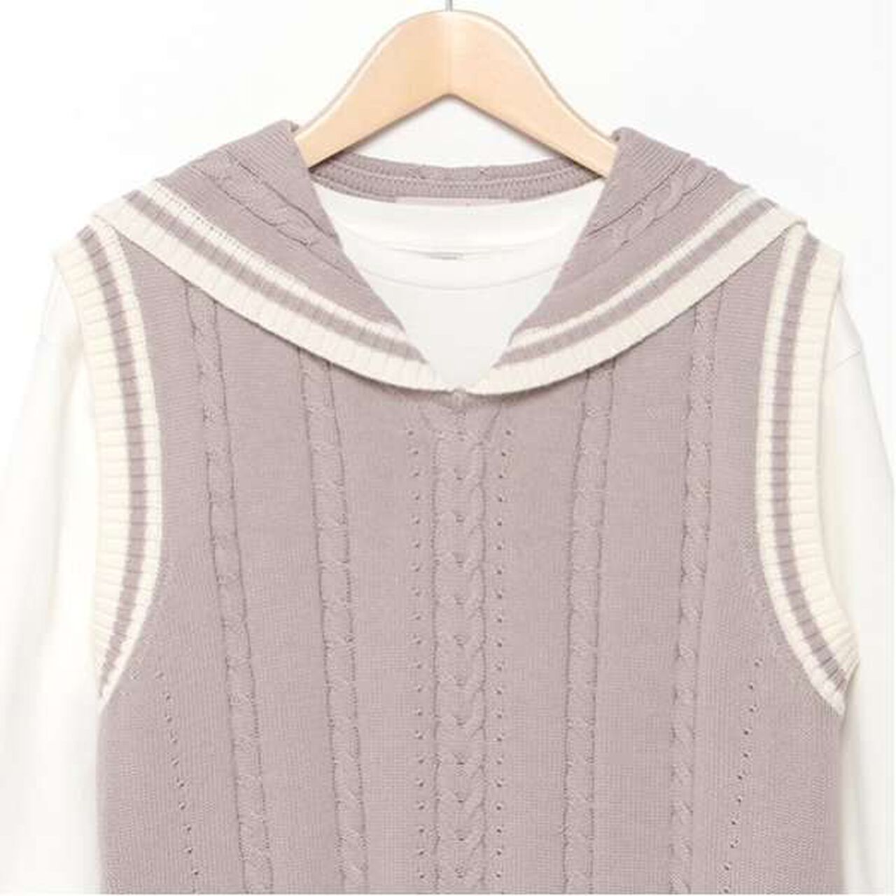 Sailor Knitwear Vest & T-Shirt Set,Gray, large image number 14