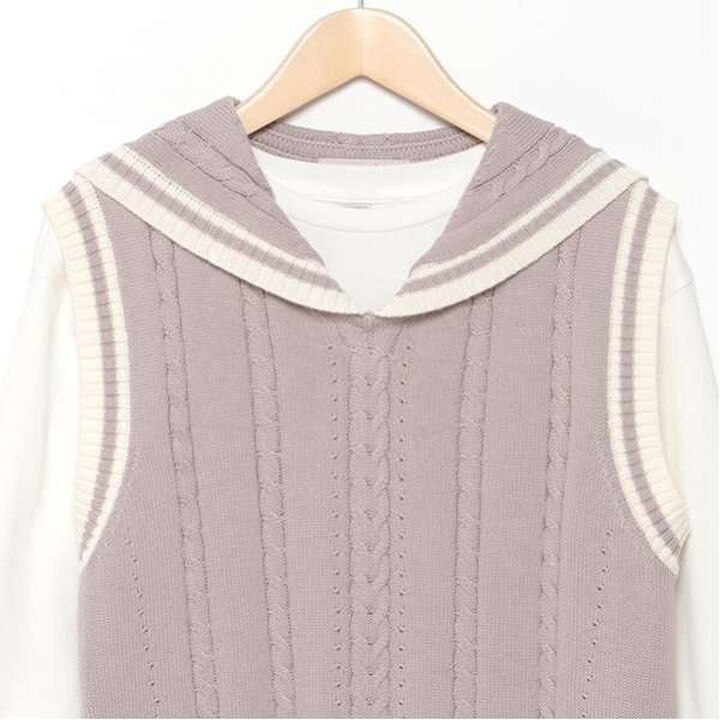 Sailor Knitwear Vest & T-Shirt Set,Gray, medium image number 14