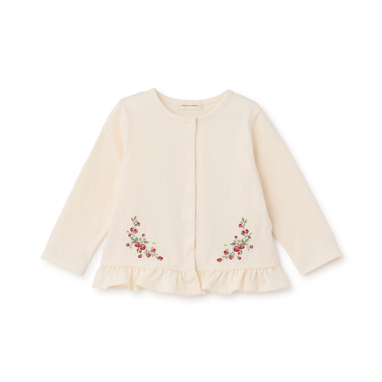 Wild Strawberry Embroidery Cardigan,Pearl white, large image number 0