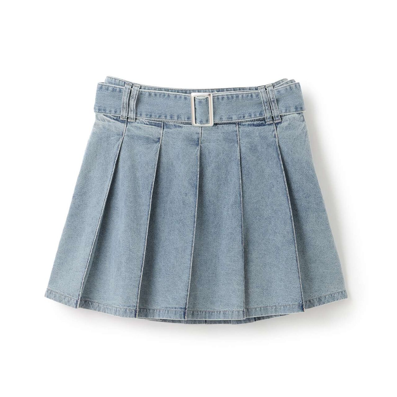 [LTXC] Denim Pleated Skirt with Belt,Navy, large image number 9