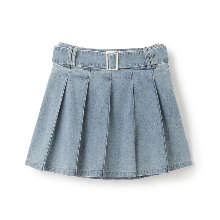 [LTXC] Denim Pleated Skirt with Belt,Navy, medium image number 9