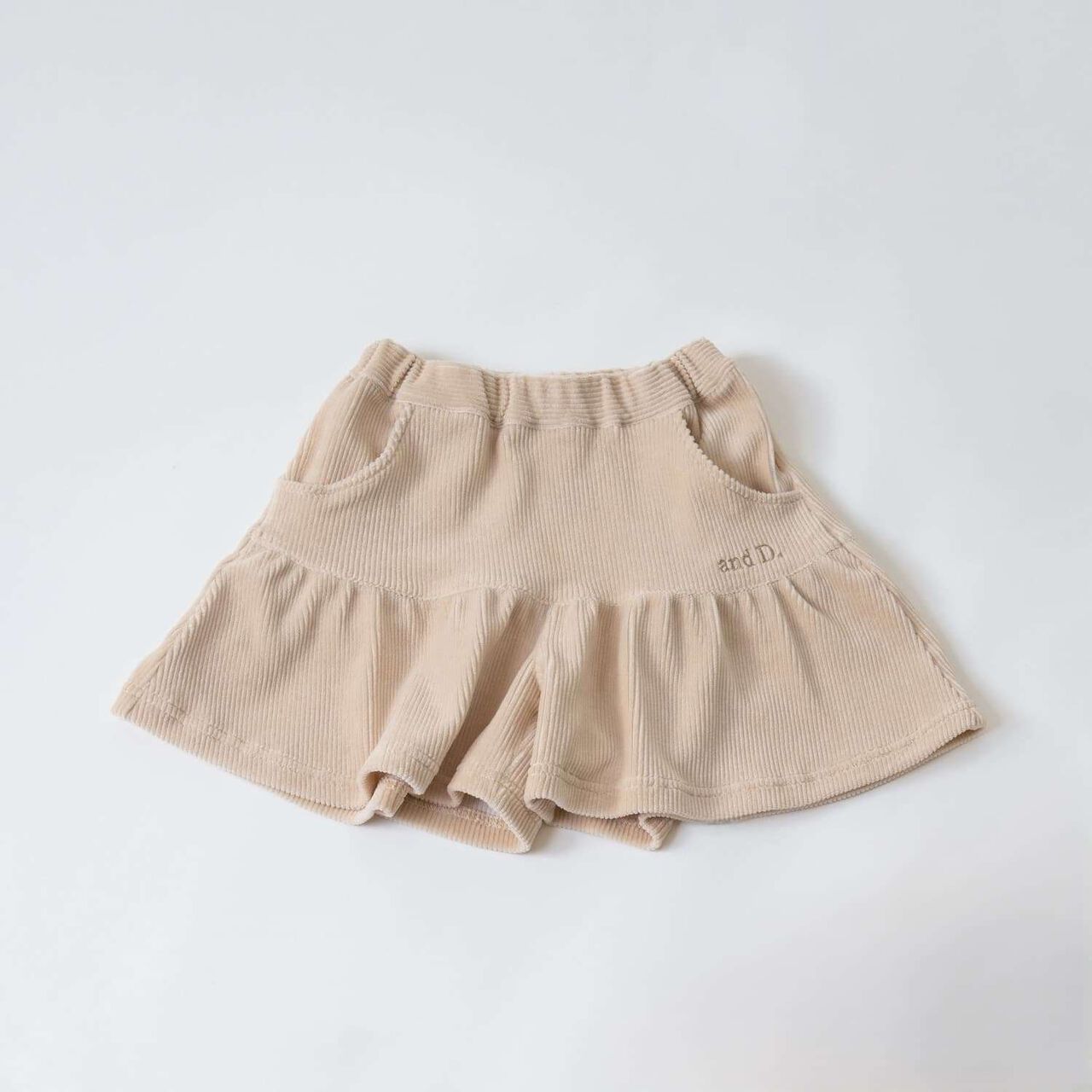 Gathered Cut Corduroy Skirt with Shorts,Deep green, large image number 15