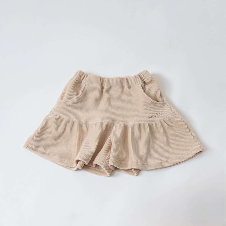 Gathered Cut Corduroy Skirt with Shorts,Deep green, medium image number 15