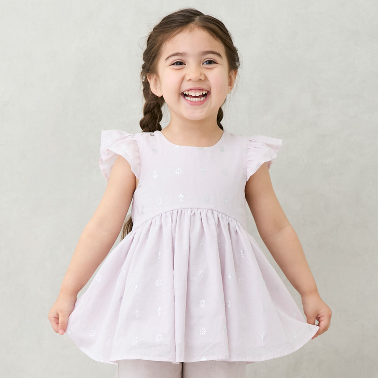 [Link] Foil Print One-Piece Dress,Light pink, large image number 7