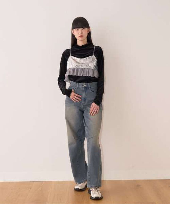 Sheer Velour Top,Black, medium image number 9