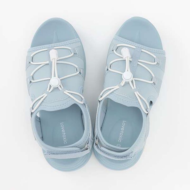 Drawstring Platform Sandals,Sax blue, medium image number 9