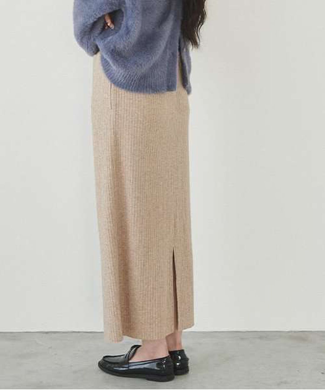 Cut Rib Tight Skirt,Beige, large image number 0